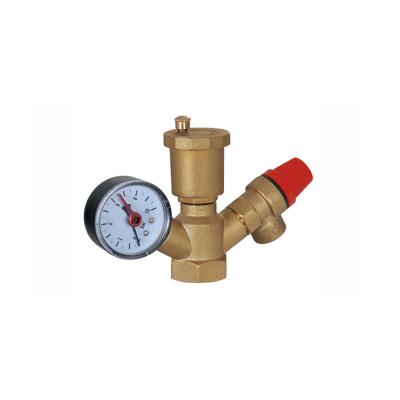 China Contemporary Brass Pressure Relief Boiler Gas Safety Valve With Pressure Gauge for sale