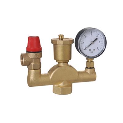 China Modern Brass Pressure Relief Boiler Gas Safety Valve With Pressure Gauge for sale