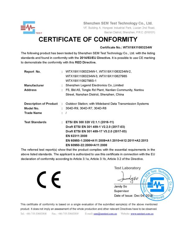 CE - Shenzhen Legend Electronics Co., Limited