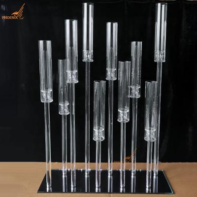 China Weddings 100cm Table Top Crystal Candelabra 10am Decorations Tall Candle Holders Glass Tubes Wedding Centerpieces for sale