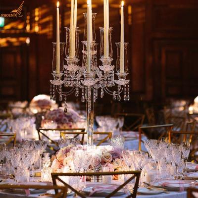 China Modern popular large clear crystal floor standing candelabra wedding wedding centerpieces 9am wholesale for sale