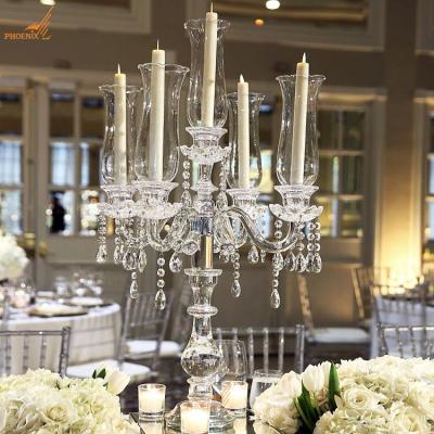 China Selling 80cm Large Popular 80cm Crystal Wedding Candelabra Table Decor Wedding Candelabra Table Decoration For Wedding Centerpieces for sale