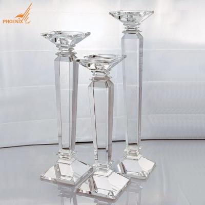 China Wedding Home Nordic Crystal Table Decorations Centerpiece Candlestick Decoration Candle Holders Crystal Set of 3 for sale