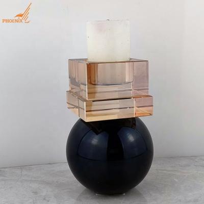 China Cheap Home Decor Pujiang K9 Clear Crystal Accessories Wedding Table Decorations Crystal Glass Square Candle Holder for sale