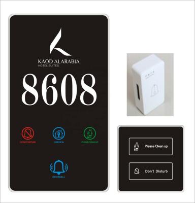 China Modern Electronic Door Plate Touch Doorbell Switch with LED Door Room Number Door Plate for Hotel/Home/Hospital for sale