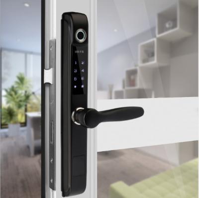 China Apartment Fingerprint Password Card Voice Spoken Waterproof Door Lock with Doorbell, Slim Aluminum Fingerprint Lock for sale