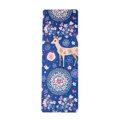 China Softly Custom design colored eco-friendly yoga mat custom printed pink stripe suede yoga mat with print for sale