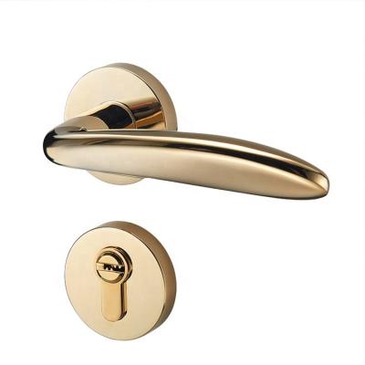 China YONFIA 8042 PVD Gold Color China Door Handle Modern Wood Lock and Locks Bedroom Modern Zinc Alloy Toilet Door Handle for Wholesale for sale