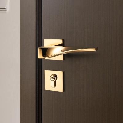 China YONFIA 8041 New Italy Hotel Room Hot Sale Modern Design PVD Gold Zinc Alloy Door Lock Minimalist Door Handles For Interior Door for sale