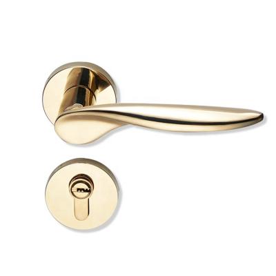 China New Manufacturer YONFIA 8037 Modern Classic Double Door Lock Handle Interior Metal Gold Lever Door Handle Lock For Bathroom Door for sale