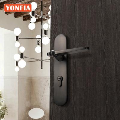 China New Lever Plate YONFIA 804909N Nickel Plated Nickel Plate Matte Black Brushed Zinc Alloy Door Handle On Door Plate Internal Handle Lock Lock For Wooden Door for sale