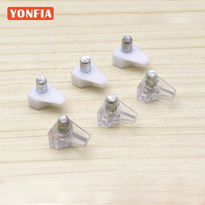 China YONFIA 9019 Modern Simple Wall Cabinet Shelf Support Plastic Clear Bracket 5mm For Furniture Inside Shelf Support Pegs Studs Kit With Pin for sale