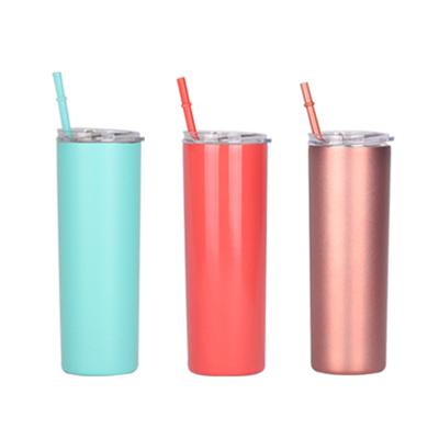 China 20 Ounce Stainless Steel Lean Straws Wine Water Tumbler Straws Upright Coffee Mug Bottle Tumbler With Slide Lid for sale