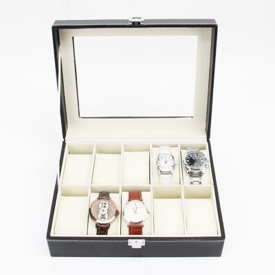 China Black Leatherette Leatherette Watch Show Jewelry Collection Box Case for 10 Pcs for sale