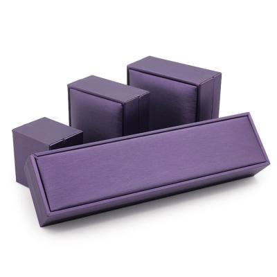 China Recyclable Purple Jewelery Box Jewelry Packaging Box PU Luxury Jewelry Box Packaging for sale