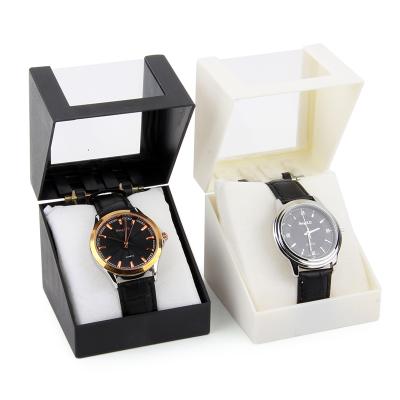 China New Recyclable Promotional Plastic Simple Clear Watch Storage Box Watch Display Case New With Pillow for sale