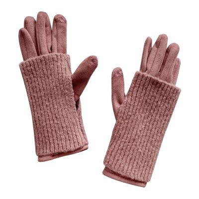 China New Autumn And Winter Women's Warm Faux Leather Two Touch Screen Leather Student Gloves With Extra Thick Riding Gloves for sale