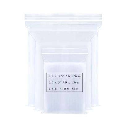 China Security 3x4/4 x 6/5 X12 Inch Jewelery Bags Clear Plastic 24 Sizes Poly Zipper Bags 1000 Pack Clear Resealable Small Bags for sale