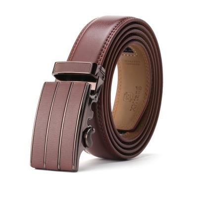 China High-end quality men's cowhide brand leather belt zinc alloy automatic latch genuine leather belt for sale