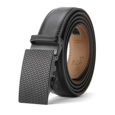 China Fashion Men's Quick Delivery Cowhide Leather Belt Buckle Black Pattern Genuine Zinc Alloy Automatic Belt for sale