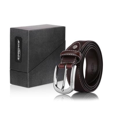 China Wholesale Brown Genuine Cowhide Cowhide Mens Leather Belts Fashion Genuine Pure Leather Belt With Exquisite Gift Box for sale