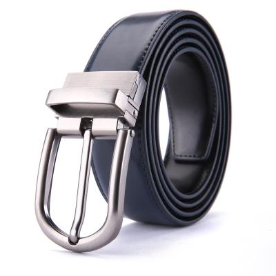 China Two-Layer Whip Genuine Leather Belts For Men Male Male Pin Buckle Jeans Waist Belt Blue Two Color Rotating Buckle for sale