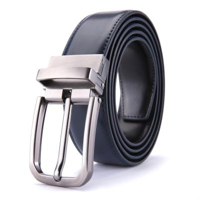 China Two-Layer Cowhide 3.5cm Width Pin Rotating Buckle Leather Belts For Mens Vintage Jeans Belt for sale