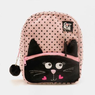 China 3D Cartoon Cat Design Corduroy School Bags Lightweight Stylish Kids Stretching Designer Kids Bags 2021 For Girls Cute Kids for sale