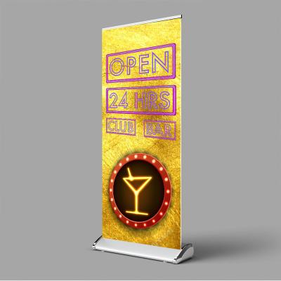 China Custom Logo Foldable Roll Up Banner Stand Aluminum Frame , Retractable Banner Stand For Wedding for sale