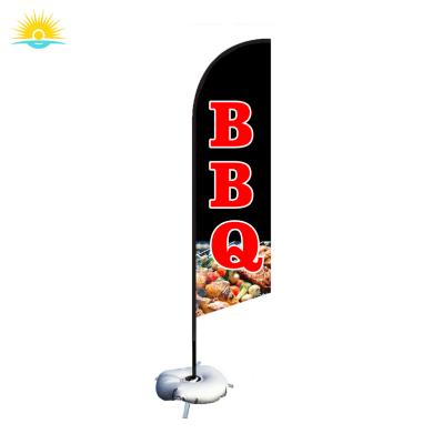 China 100% polyester/knitted polyester/spot/cotton feather flags food restaurant promotional flags for sale