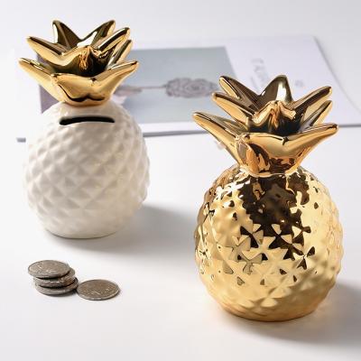 China Modern HD012 K&B high home decor ceramic art & craft pineapple saving bank home accessories decoration for sale