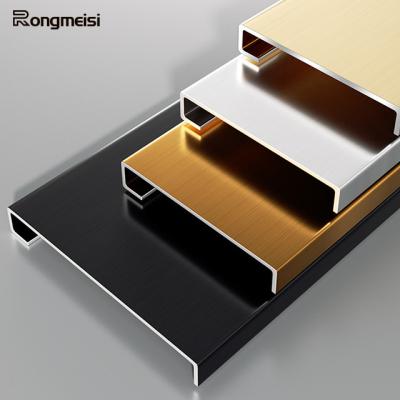 China Modern stainless steel skirting board prolink metal tile trim for wood baseboard molding aluminum flooring exterior break on floor trim for sale