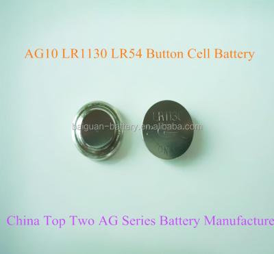 China Zn/MnO2 Type AG10 1.5v Button Cell Alkaline Battery AG10 LR1130H 11.6*3.0mm for sale