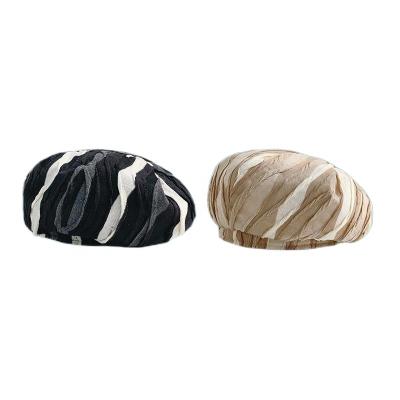 China New Character Women's Spring Japanese Style Cloth Strip Quilting Flat Beret for sale