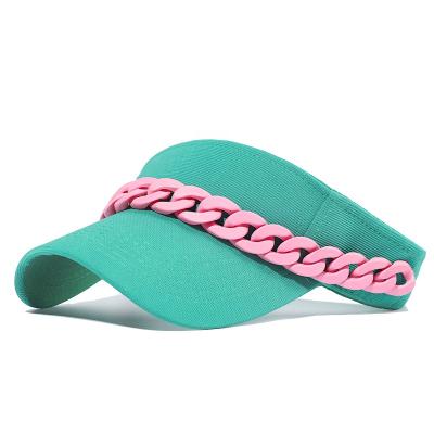 China Summer New Striped Acrylic Sun Visor Chain Hat Female Leisure Fashion Sun Protection Travel Hat for sale