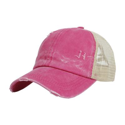 China JOINT Hot Sale Mens Washed Trucker Hat Distressed Dye Dyed Hat Mesh Baseball Cap Sports Caps for sale