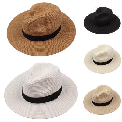 China Breathable Straw Hats Sun Straw Braid Floppy Fedora Beach Panama Summer Outdoor Unisex Character Spring Straw Hats for sale