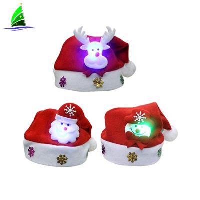 China COMMON Christmas Decoration New Year Navidad Sombreros Led Light Felt Kids Christmas Hat Claus Hat With Light for sale