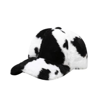 China COMMON Logo Winter Faux Fur Hat Fashion Plush Fleece High Quality Furry Baseball Cap White Lambswool Baseball Cap for sale