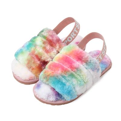 China Fashionable High Quality Fashionable Fleece Plush Winter Women's Faux Fur Hairy Slippers for sale