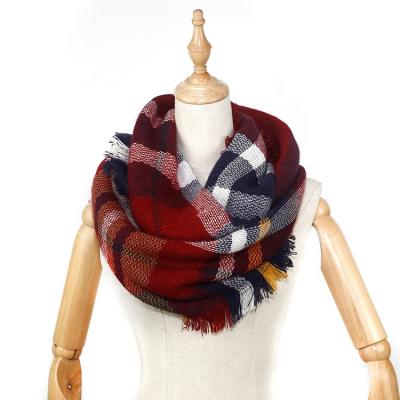 China Good Quality Medium Hot Sale Acrylic Woven Infinity For Winter Basic Multi Color Plaids Loop Scarf for sale