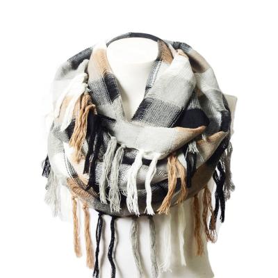 China Good Quality Medium Hot Sale Acrylic Woven Infinity For Winter Basic Multi Color Plaids Loop Scarf for sale