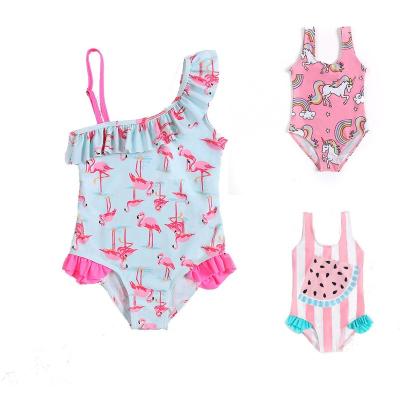 China Wholesale Hot Selling 22 Colors Breathable Cartoon Girls Bikini Cute Sweet Watermelon Printed Baby One Piece Swimsuit for sale