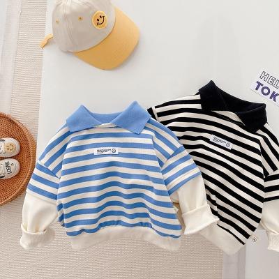 China Breathable 0-6 Years Spring Baby Boy T-Shirt Two Piece Design Sweater Striped Top Boys Polo Shirt for sale