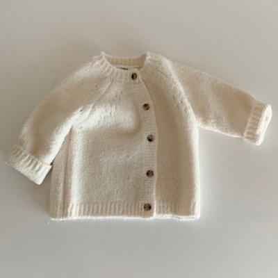 China 2021 Breathable Kids Tops Ins Style Soft Warm Raglan Sleeves Baby Knit Sweater Cardigan Round Neck Kids Christmas Girls Kids Sweaters for sale