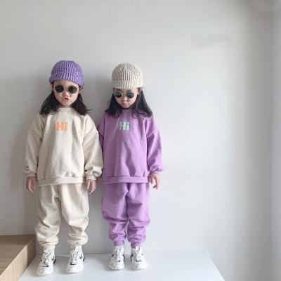 China 2021 New Arrival Autumn Winter Fashion Design Two Piece Casual Kids Knit T-shirt Set And Pants Set For Little Girls Two Piece for sale