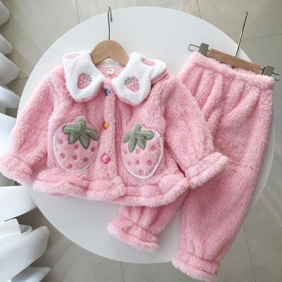 China Wholesale Breathable Kids Polyester Flannel Fleece Pajamas Sets Kids Pajamas Kids Fashion Girls Pajamas Sets Sleepwear Thicken Clothing for sale