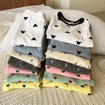 China Kids Breathable Cotton Winter Thick Sleepwear Sets Boy's Long Sleeve Underwear Baby For 3-8 Years Girls Underwear Custom Kids Pajamas for sale