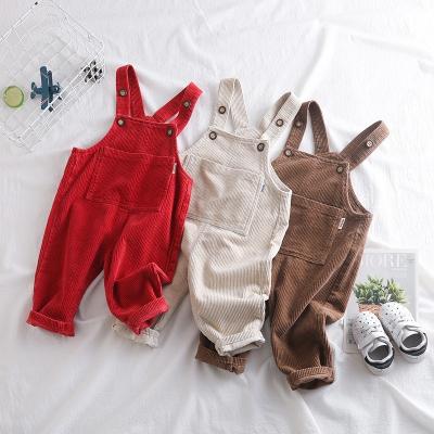 China Spring Overalls Fashion Newborn Baby Boy Girl Long Pants Anti-pilling Kids Beige Corduroy Trousers Use Solid Overalls Clothes For Children for sale