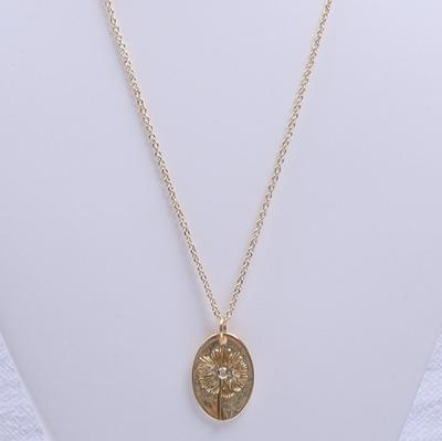 China 2022 New Women TRENDY Charming Necklace With Dandelion Pendant 18k Gold Plated Chain Necklace for sale